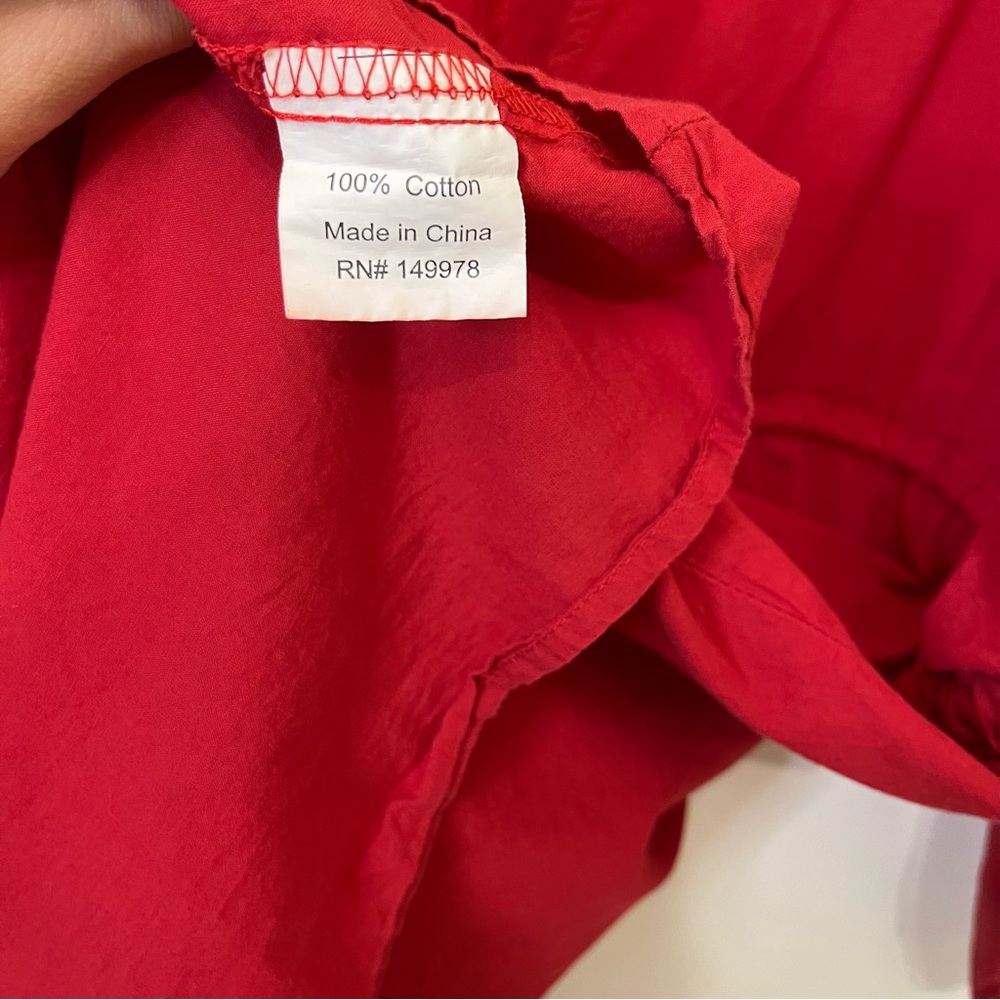 Elsie & Zoey Red Cotton Swim Cover Up- Tie Rope Waist- Women’s L/XL - Picture 3 of 7